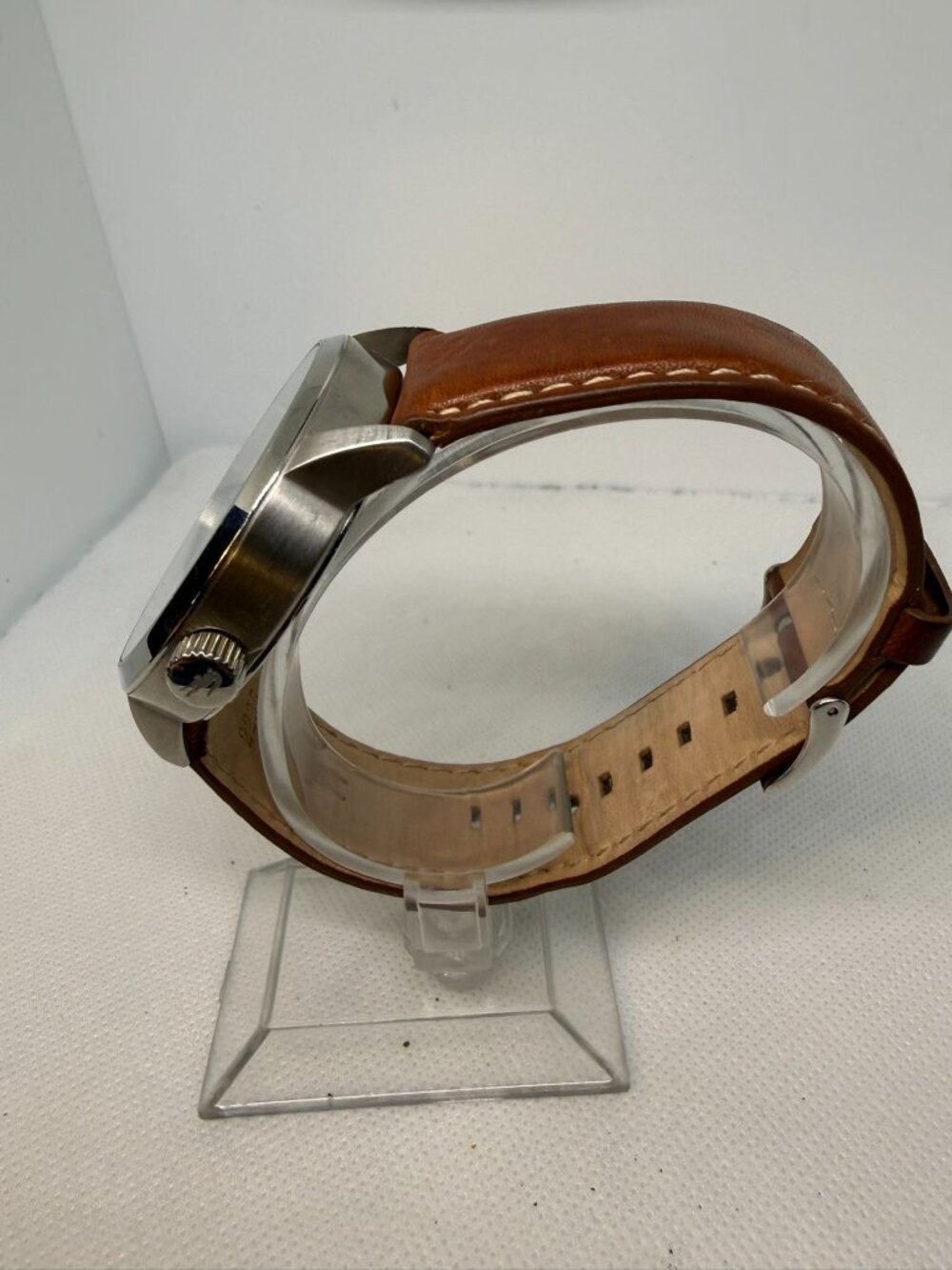 Lacoste Barcelona 2010498 Men's 44mm Cream Dial Brown Leather Quartz Watch - Picture 3 of 13